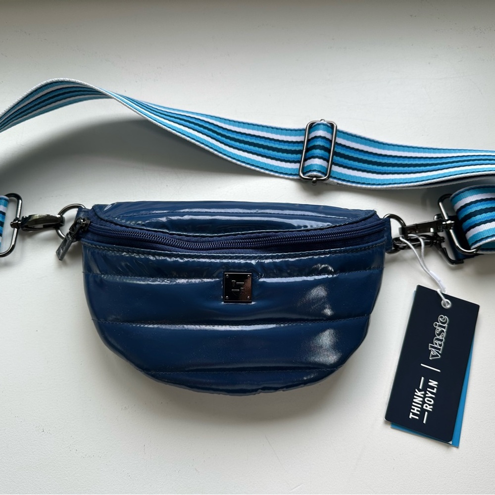 THINK ROYLN SHINING STAR Vlasic Navy Blue Crossbody Bag with Striped Strap - Picture 2 of 15